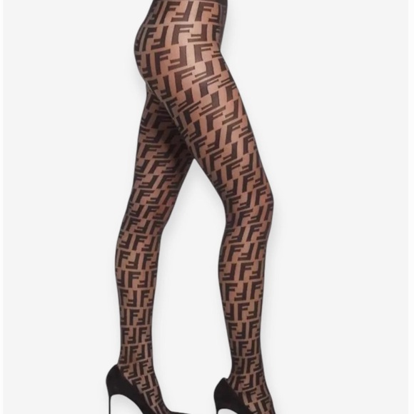 Designer Logo Patterned Tights - Picture 4 of 4